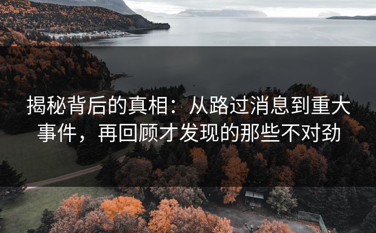 揭秘背后的真相：从路过消息到重大事件，再回顾才发现的那些不对劲